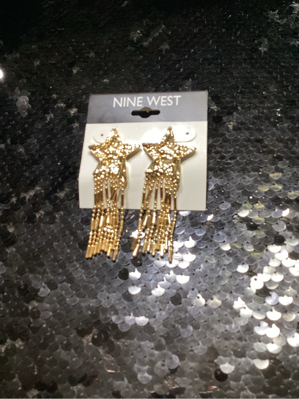 Nine West Gold Star Tassel Drop Earrings - Gold